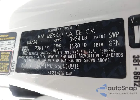 2025 Kia K4 Ex from USA, damaged, VIN 3KPFU4DE9SE010919